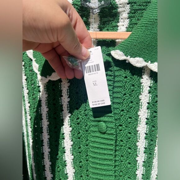 Anthropologie 4SI3NNA Collared Crochet Open-Stitch Cardigan Sweater NWT - Picture 8 of 9